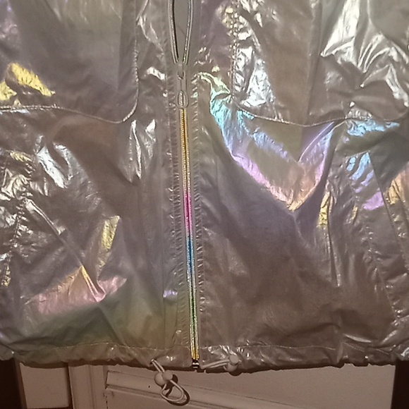 Melograno rice Holographic Windbreaker jacket colorful w rainbow zipper size S - Picture 2 of 4